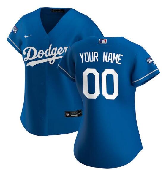 Custom Women Los Angeles Dodgers Nike Royal 2020 World Series Champions Alternate Custom MLB Jersey